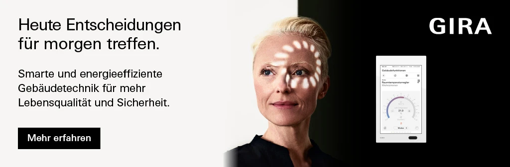 Banner Gira für smarte und energieeffiziente Gebäudetechnik
