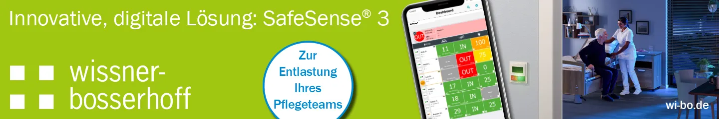Banner wissner-bosserhoff: Innovative, digitale Lösung: SafeSense® 3 - Zur Entlastung Ihres Pflegeteams