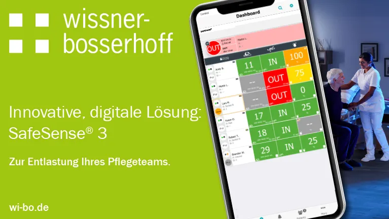 Banner wissner-bosserhoff: Innovative, digitale Lösung: SafeSense® 3 - Zur Entlastung Ihres Pflegeteams